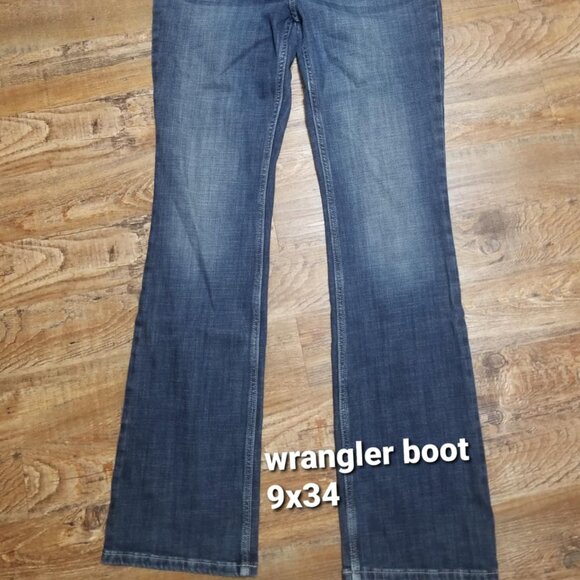 Wrangler Jeans Blue Denim Western Size 9, Boot cut 34 leg - Picture 4 of 7